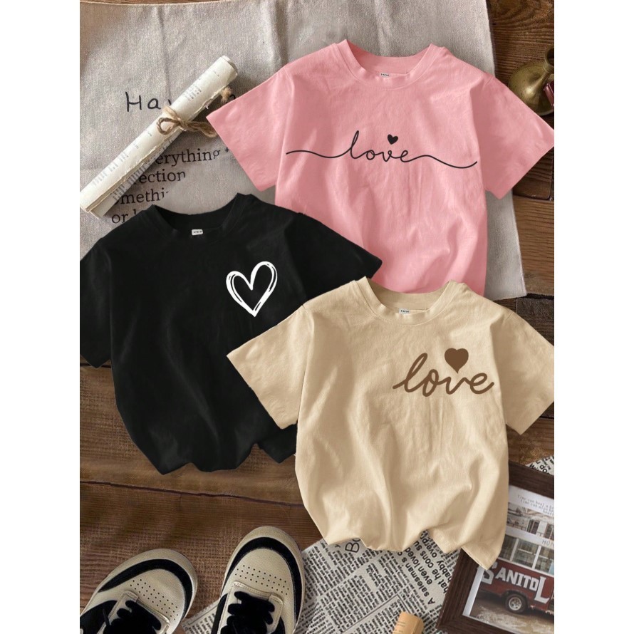 Kit 3 Camiseta Infantil Menina T-shirt Feminina 100%Algodão Blogueirinha Blusas Estampadas Tendencia