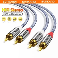 SUNKANDI RCA Cabo De Áudio 2RCA Para 2RCA Macho Estéreo Banhado A Ouro Eletrônicos De Home Theater
