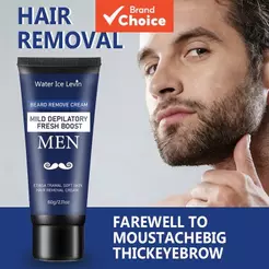 Creme Depilatório para Barba Masculino Levin Water Ice 60g - Fórmula Suave, Frescor Revitalizante, Barba Macia & Pele