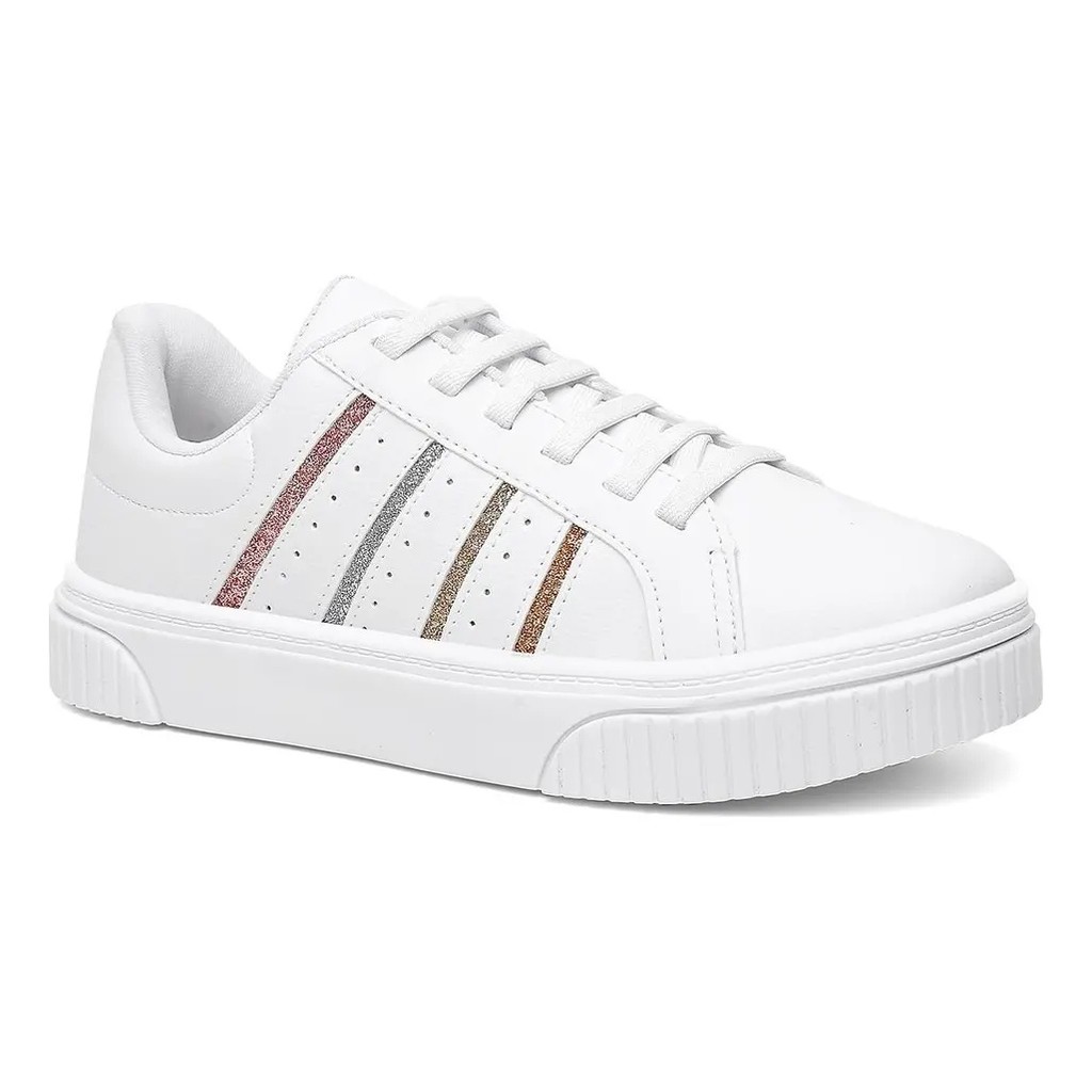 Tênis Feminino Branco Glitter Godiva 333958