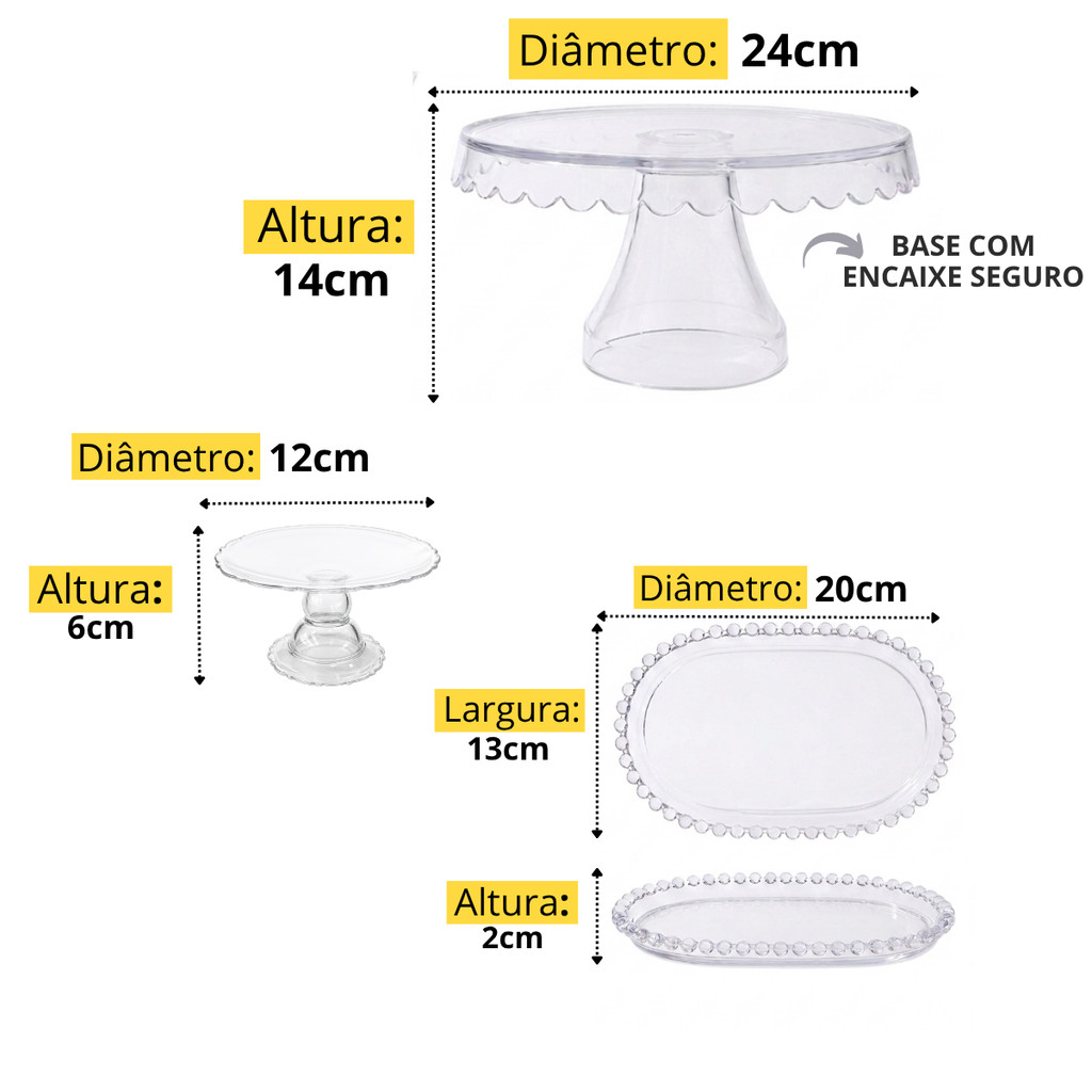 Kit Decoração Festa 5 Peças Boleira Bandejas Suporte para Doces Aniversário — imagem 2 de 2