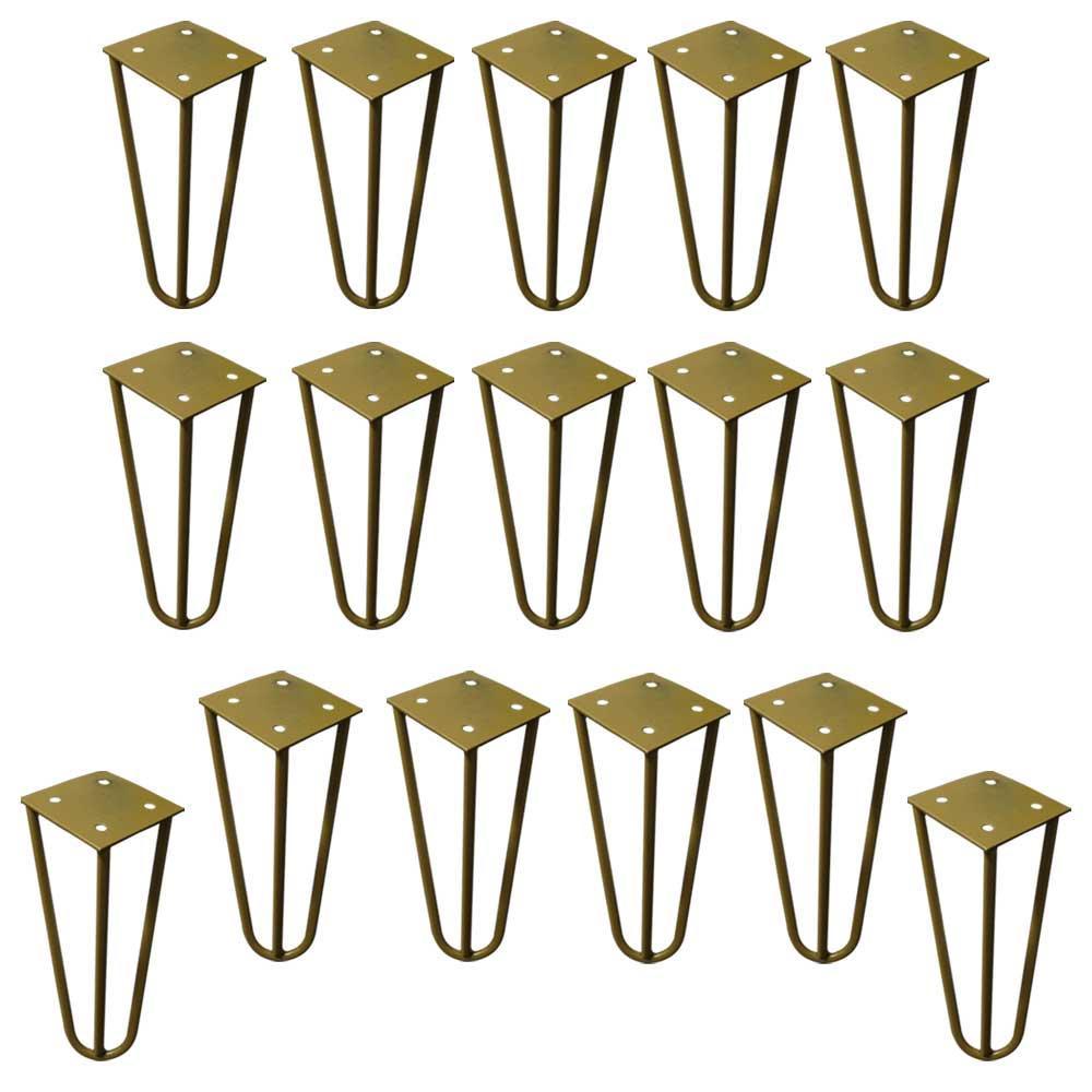 Imagem Kit 16 Pés de Metal 15 CM Hairpin Legs Mesas de Centro Puffs Dourado G41