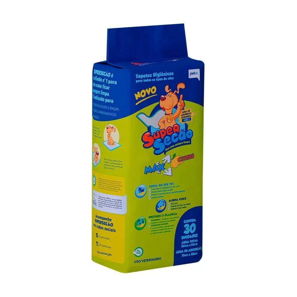 Tapetes Higienicos Super Secão Max Citrus com 30 Unidades Petix