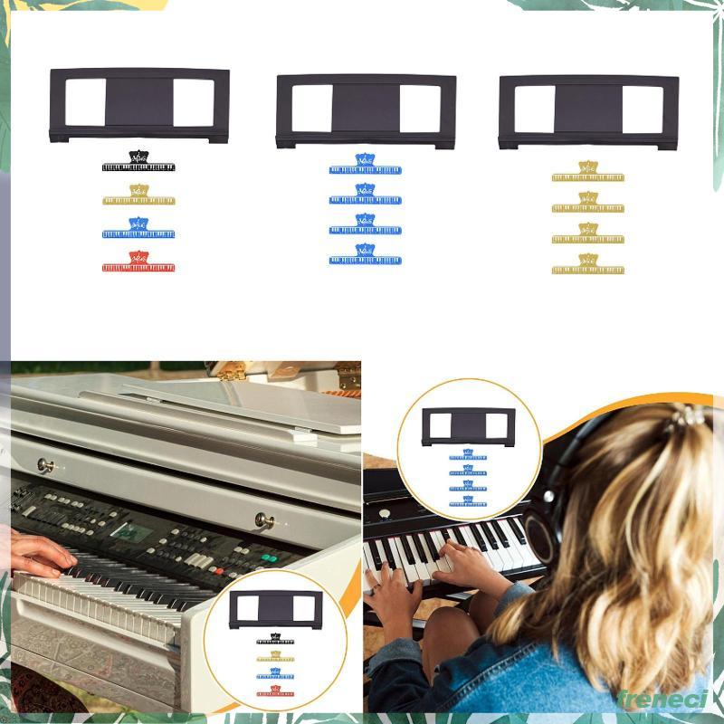 [Freneci] Suporte De Partituras Para Teclado Eletrônico Compacto Presentes Prática De Piano Com Quatro Clipes Dourados