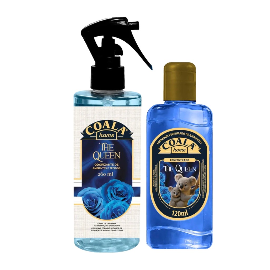 KIT COALA HOME THE QUEEN LIMPADOR PERFUMADO 120ML + SPRAY DE AMBIENTES E TECIDOS