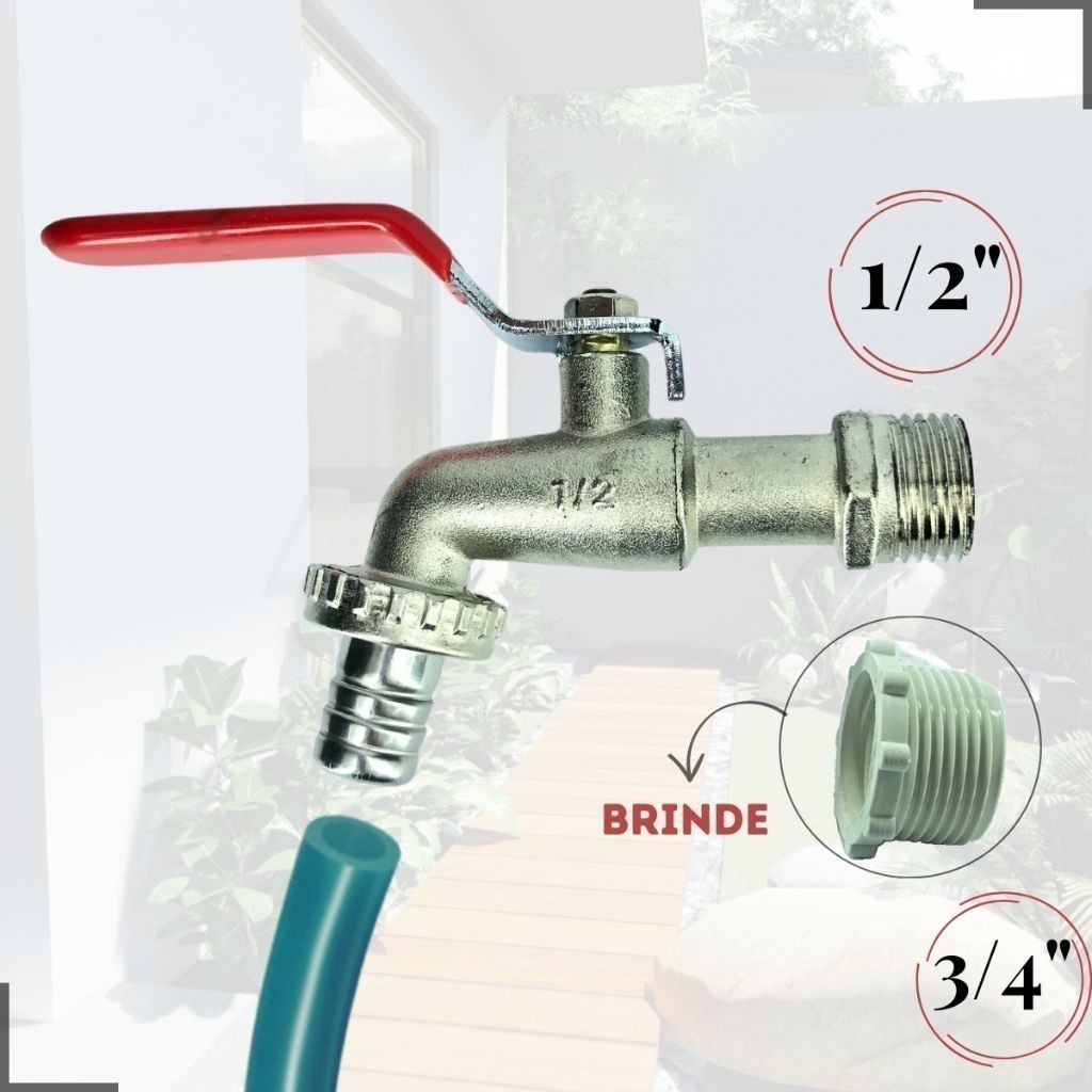 Torneira Esfera Metal Jardim Valvula 1/4 de Volta Quintal Tanque Uso Geral
