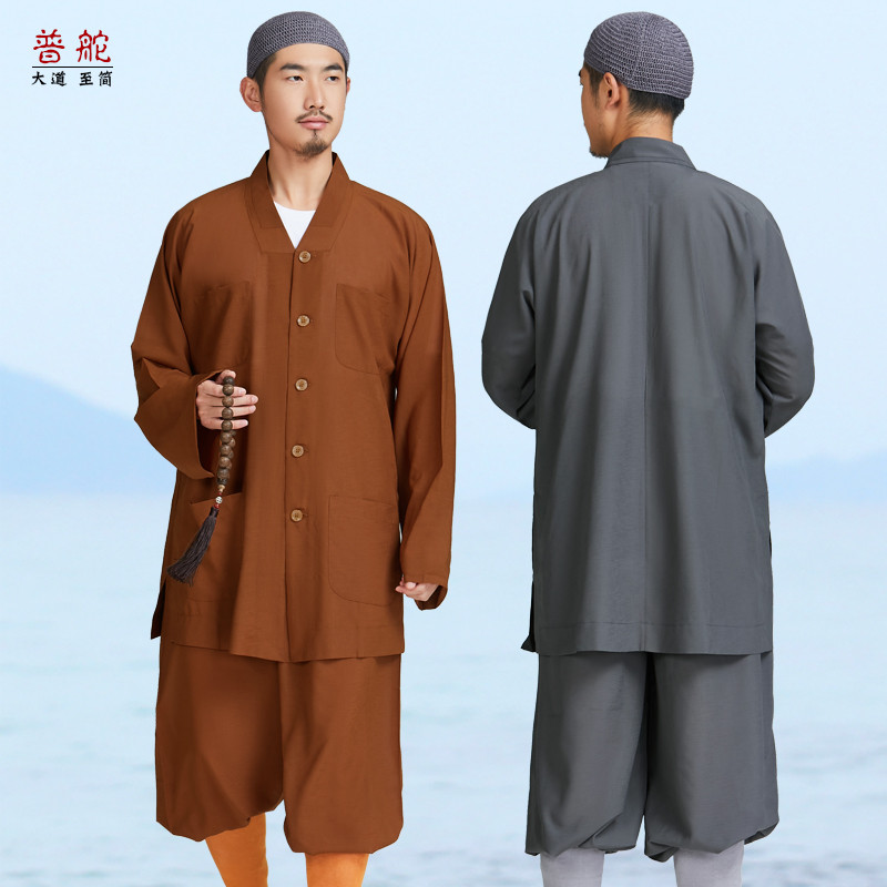 Hongtong frete grátis roupas de monge jaqueta curta verão gaze de gelo terno monge roupas masculinas monge roupas Picchu