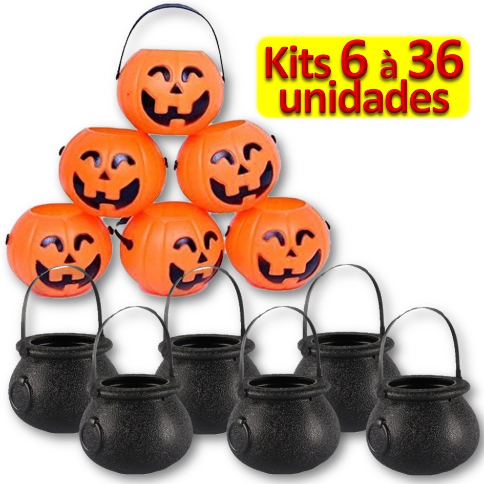Kits Baldinho Abóbora Caldeirão Halloween