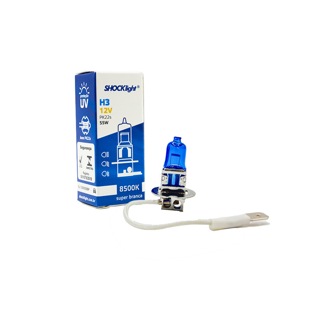 Lâmpada Halógena Super Branca 8500k H3 55w Shocklight