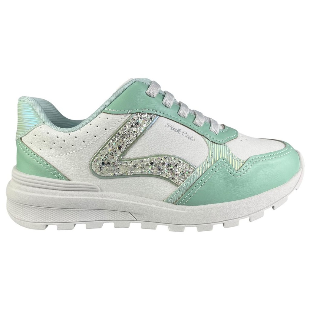 Tênis Infantil Feminino Pink Cats Torvy Jogging com Glitter Leve e Confortável