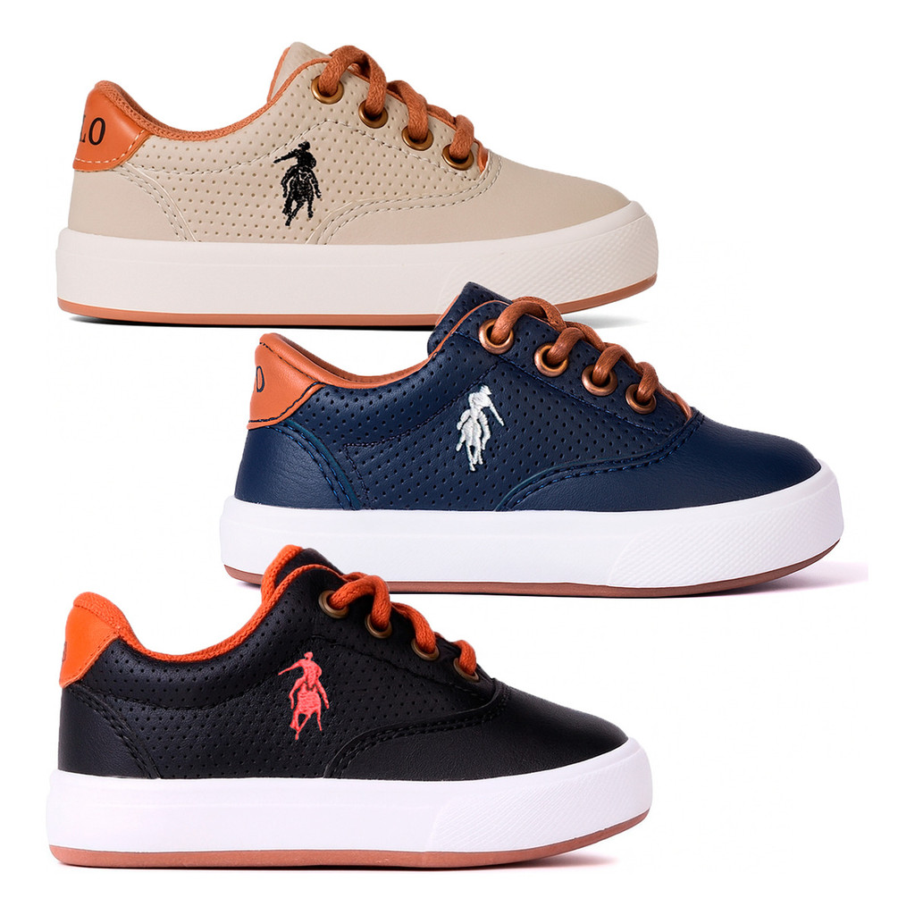 Kit 3 Sapatenis Da Polo Tenis Infantil Casual Confortável Para Criança Dia a Dia Escola
