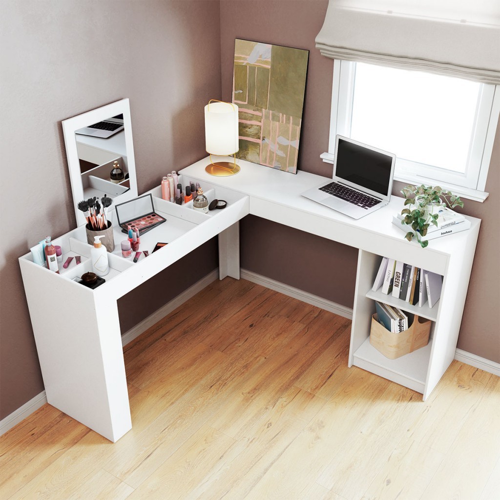 Penteadeira Star 1 Prateleira com Espelho Branco Bpe - Brv em Oferta na Shopee