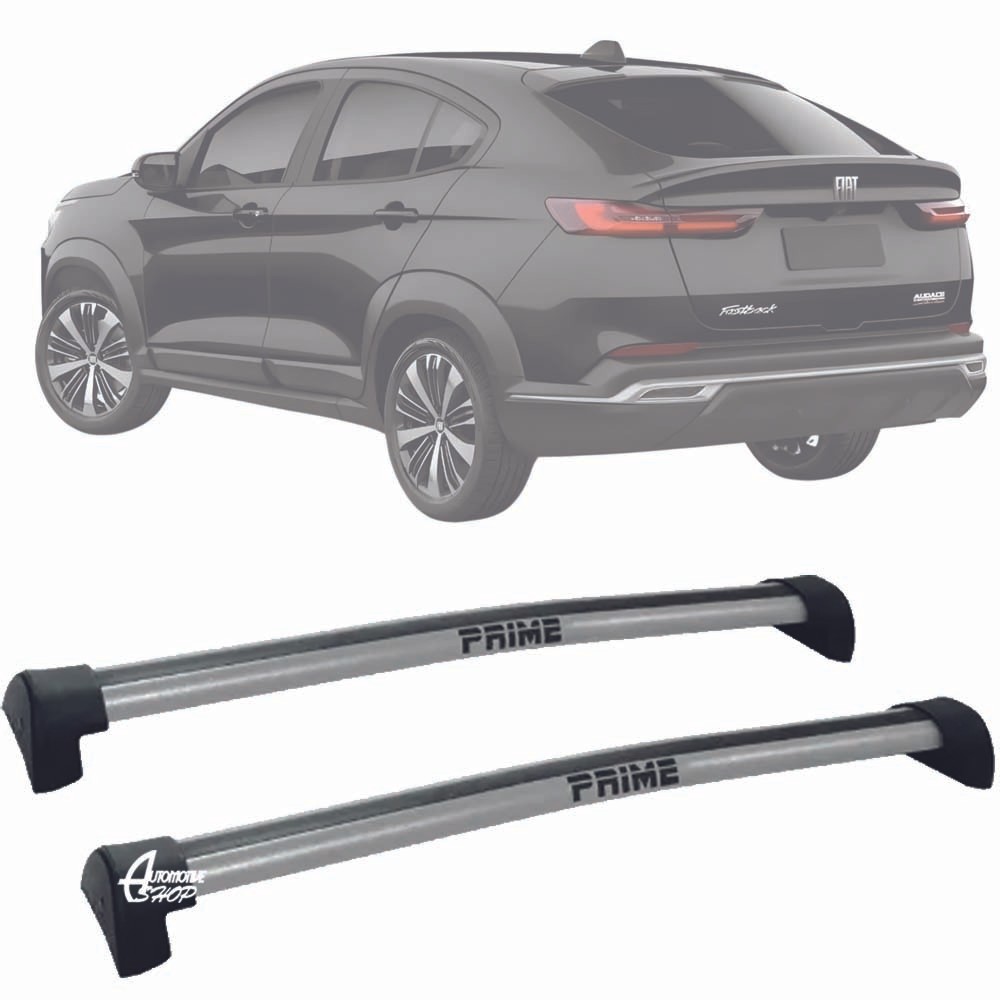 Rack Teto Aluminio Prime Fiat FastBack Turbo Audace Prata PR336