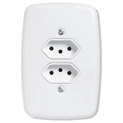 Tomada Ideale Pluzie Dupla 2P+T 10A com Placa 4x2 Branca