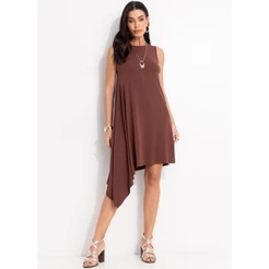 Vestido Em Malha De Viscose Marrom Quintess