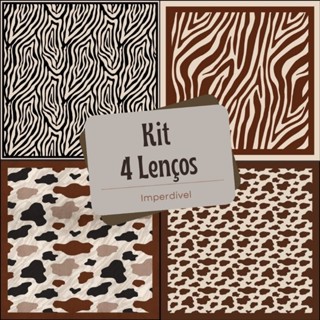 Kit com 4 Lenços 70x70cm | Tecido Sedinha Leve | Estampas Exclusivas e Autênticas em Oferta na Shopee