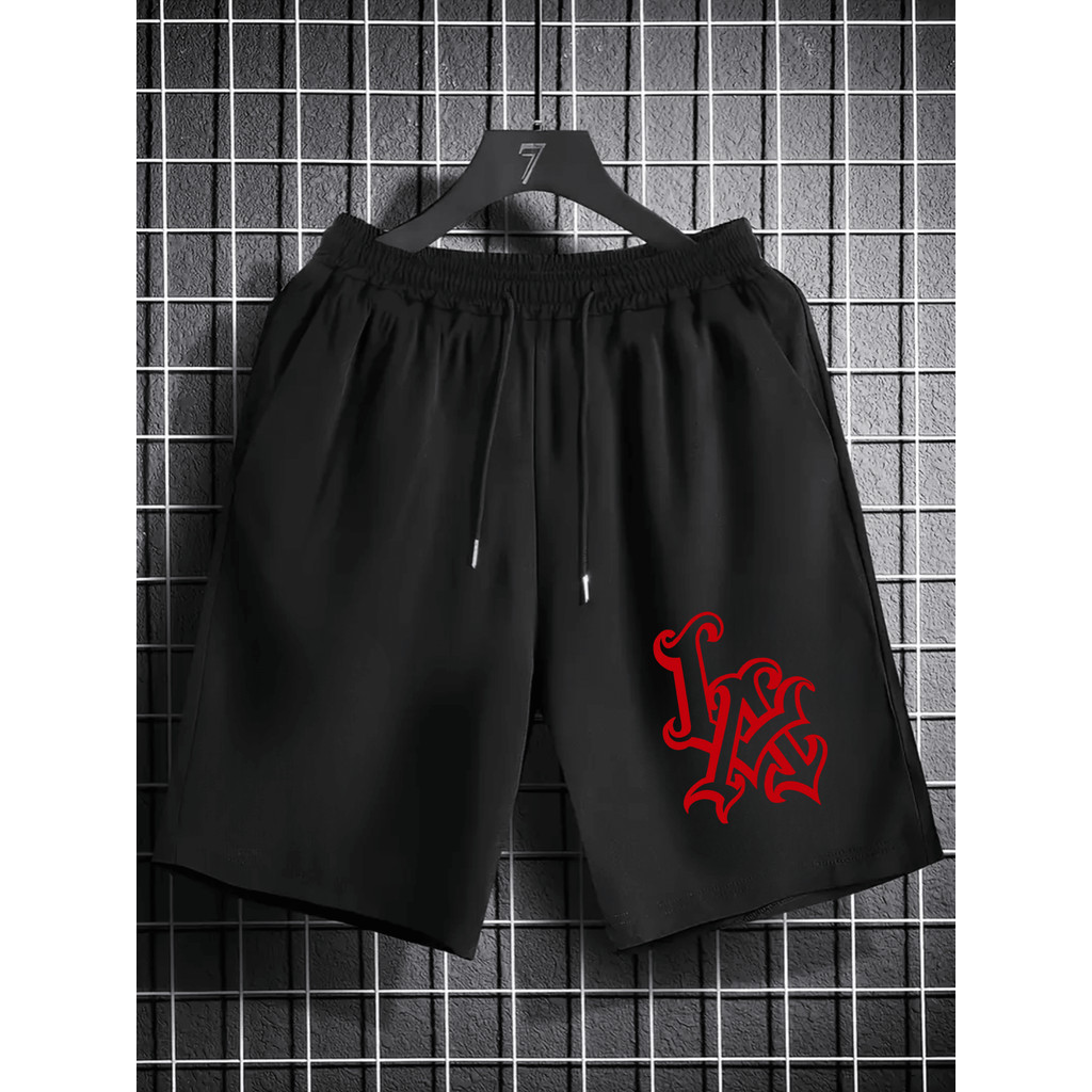 Conjunto Streetwear LA Los Angeles Vermelho Camiseta Camisa 100% Algodão + Short Mauricinho Tactel