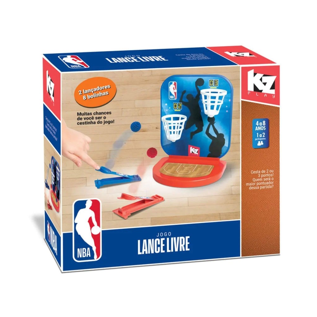 Jogo Lance Livre NBA c/ 2 Lançadores e 8 Bolinhas Elka - 1256