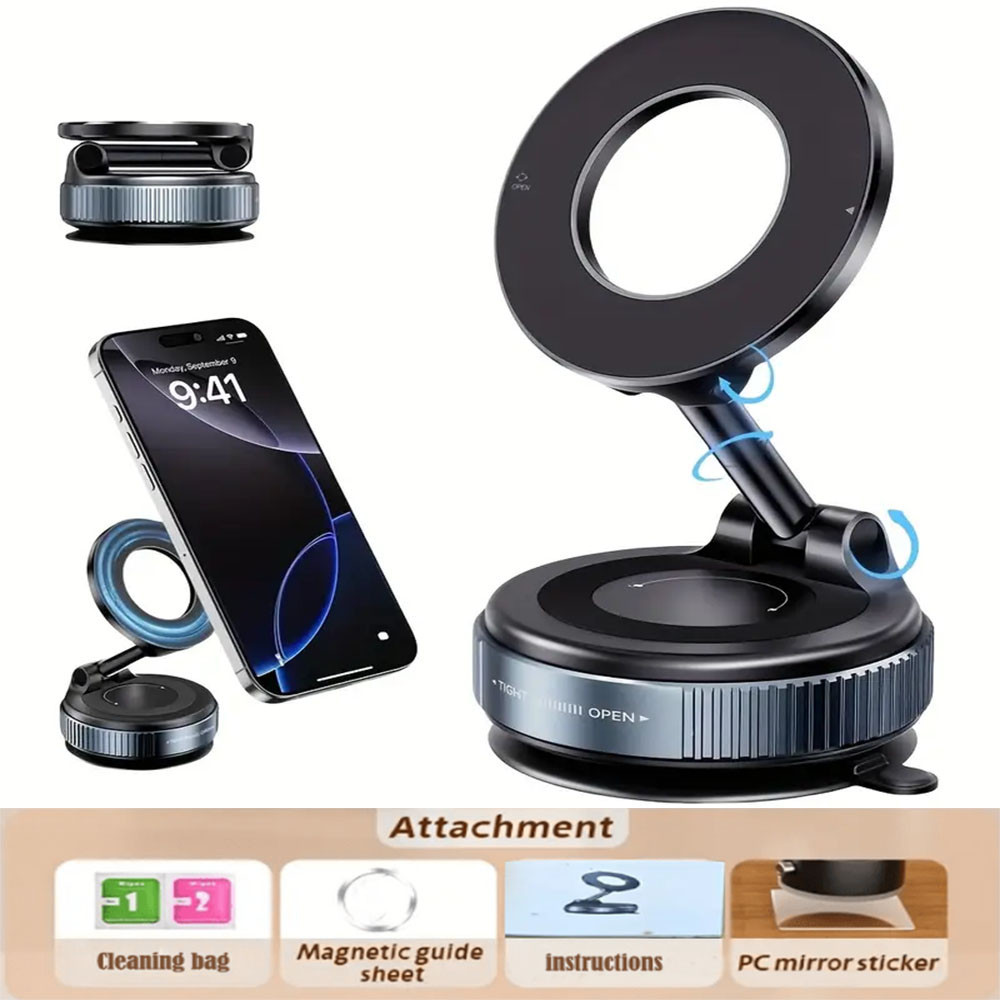 Suporte giratório 360° magnético circular  para celular, dobrável e retrátil, portátil para uso em carro e mesa