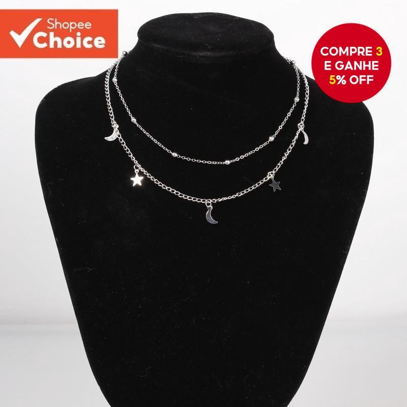 Colar Cascade Star Moon Joias Requintadas Da Moda Design Exclusivo Para Mulheres