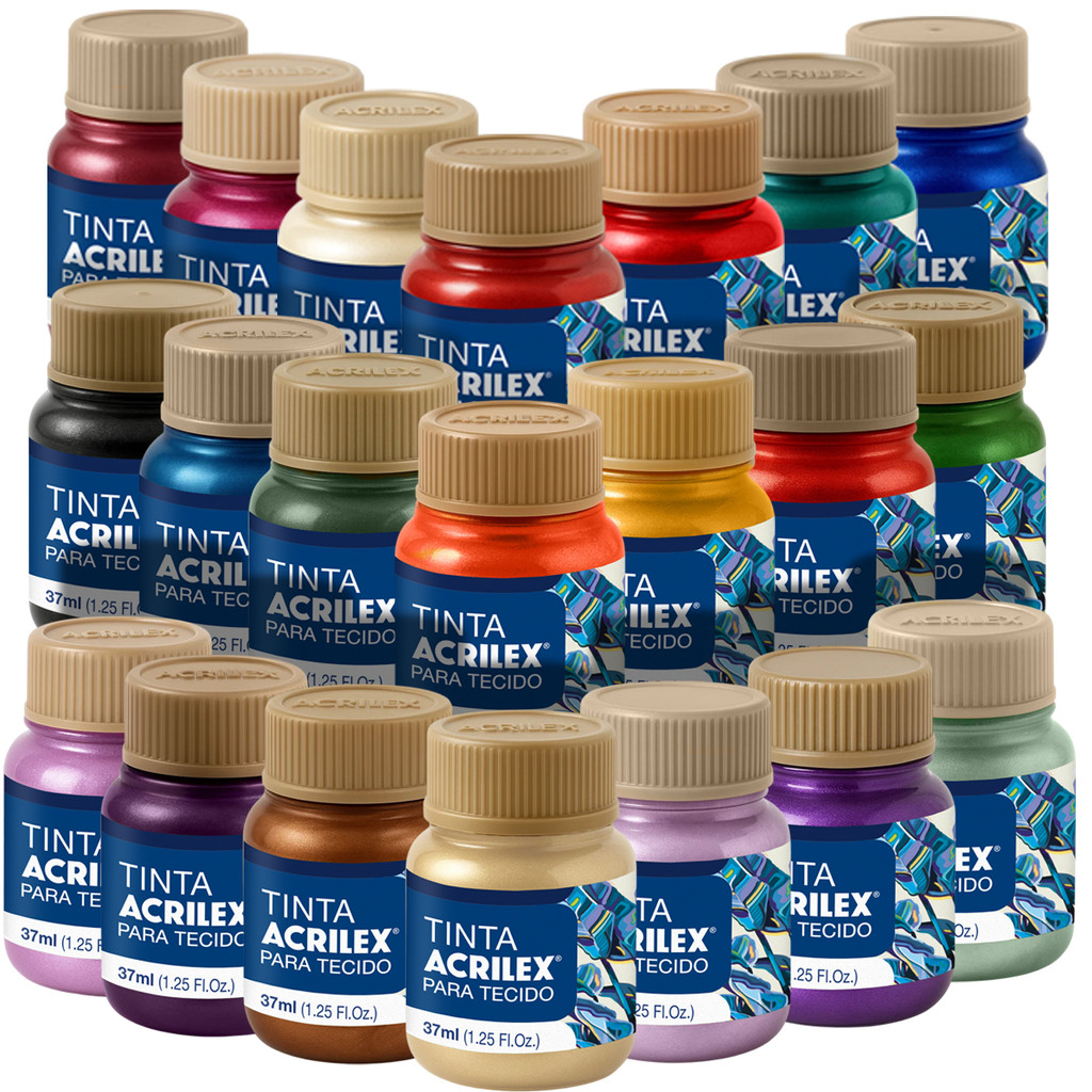 Tinta Para Tecido Metálica 37ml Acrilex – Pintura Em Algodão, Artesanato e Biscuit em Oferta na Shopee