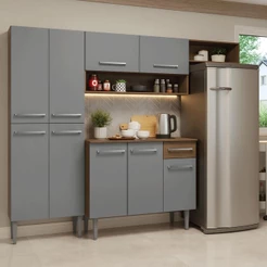 Armário de Cozinha Completa 229cm Rustic/Cinza Emilly Madesa 016