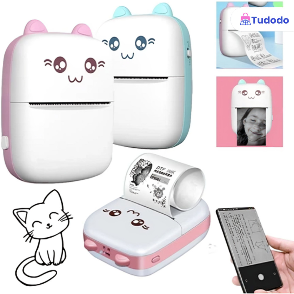 Mini Impressora Térmica Portátil: Imprima Fotos e Desenhos Animados Sem Fio para Android e iOS+5 Rolo Papel em Oferta na Shopee