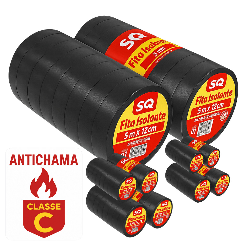 Kit 10 / 7 / 5 Fita Isolante Antichamas 5 Metros 10 Unidades em Oferta na Shopee