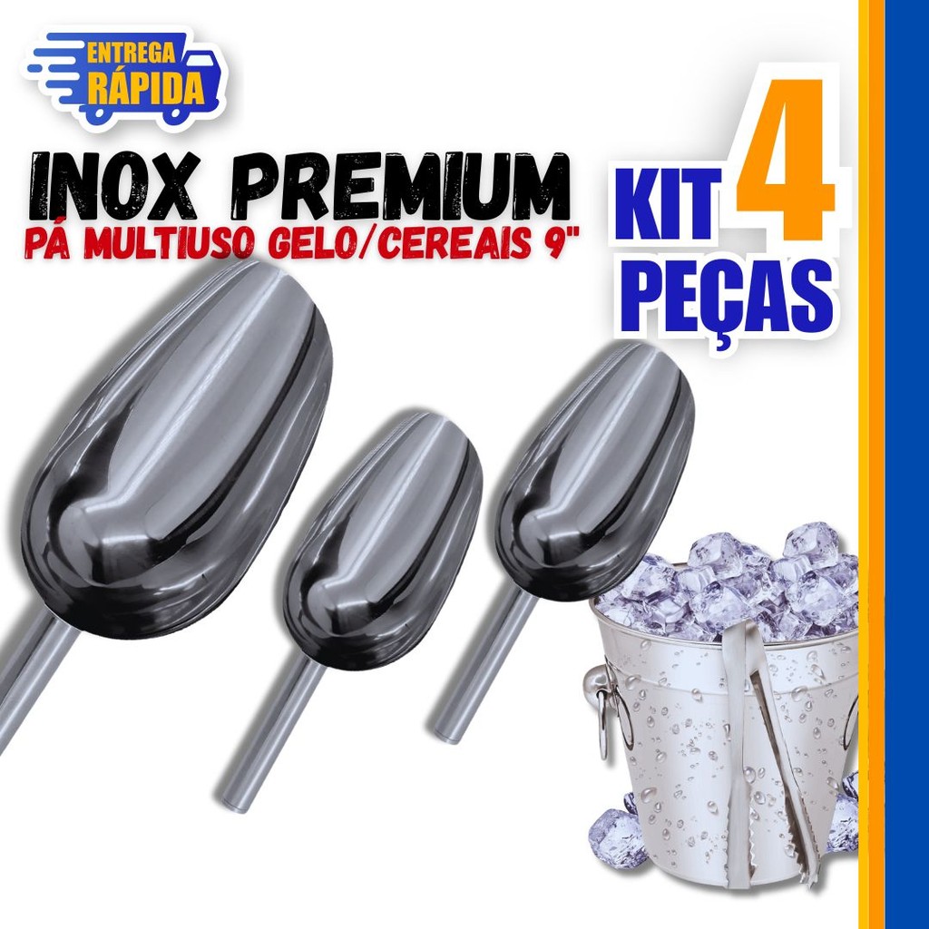 Kit 04 Pá De Gelo Pá Quadrada De Grãos De Farinha De Cereais Variáveis Utilidades Premium Resistência