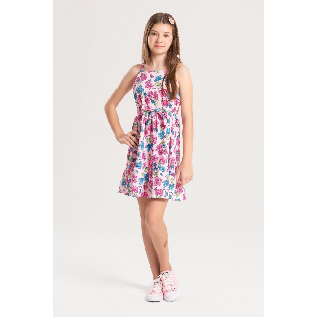 Vestido Feminino Infantil Verão Florescido em Oferta na Shopee