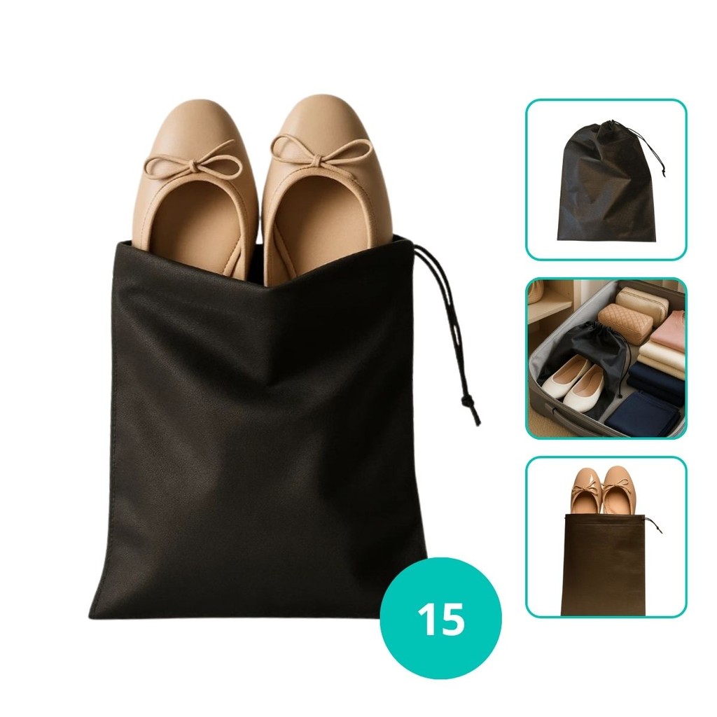 Kit 15 Saco de TNT 28x40cm Calçados Sapato Chinelo Roupa Lavanderia Organizar Armário Mala Viagem