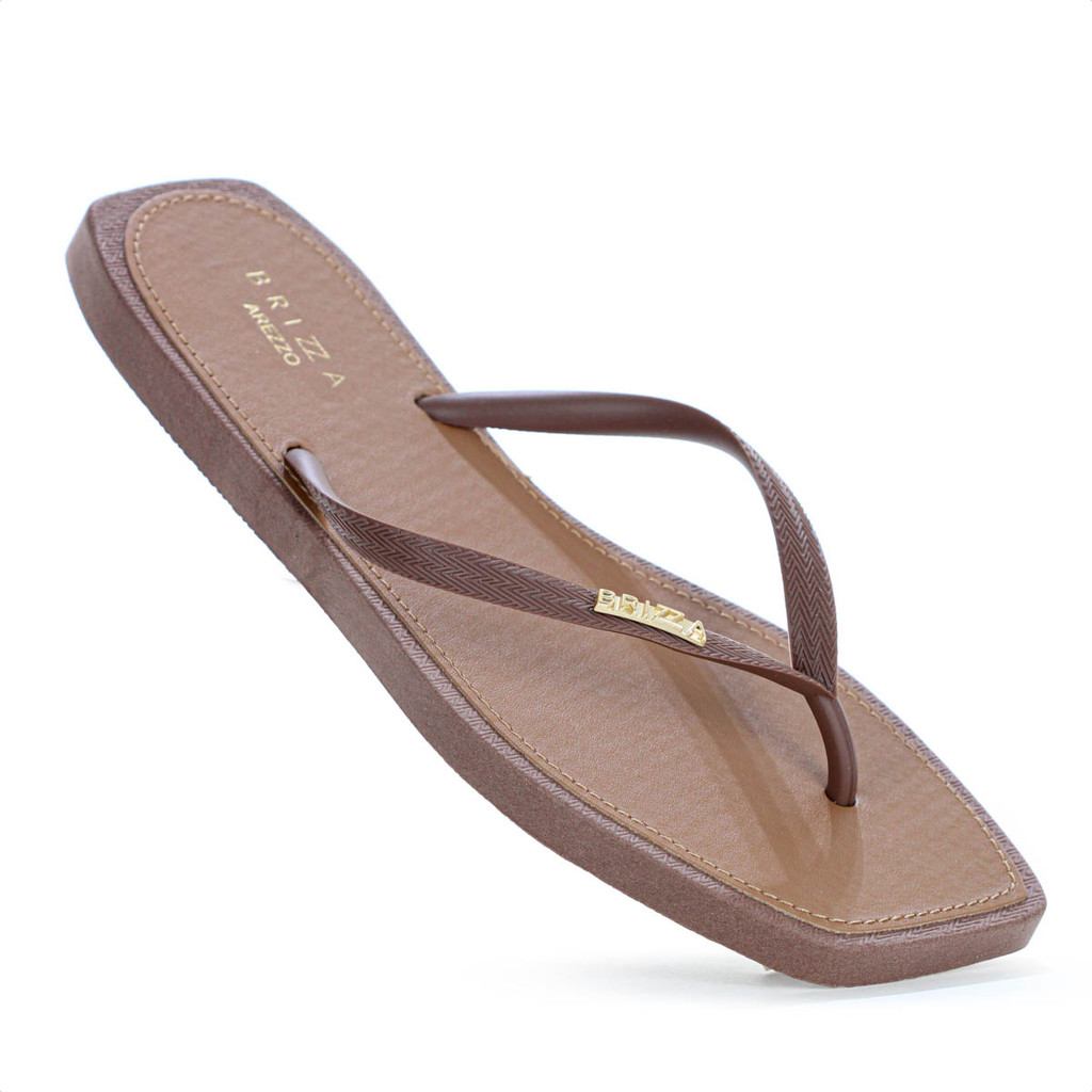 Chinelo Brizza Arezzo Bico Quadrado Marrom - Feminino