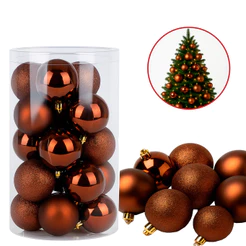 POTE 20 BOLAS 6CM MISTA FOSCA / BRILHANTES / GLITTER - MARROM