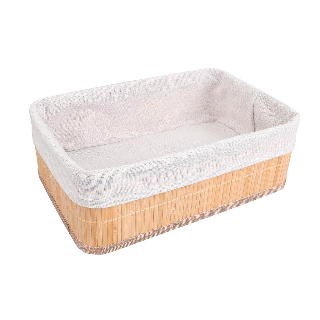 Cesto Retangular de Bambu com Forro 33cm Oikos