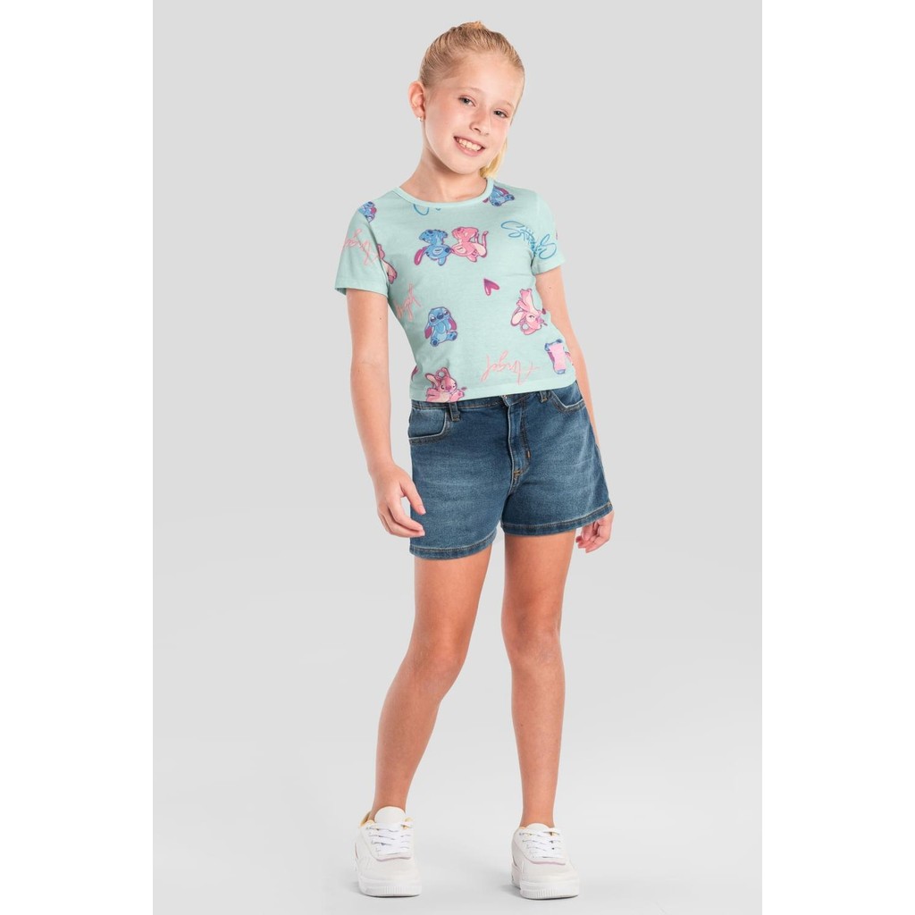 Blusa infantil menina do Stitch cropped Brandili 12