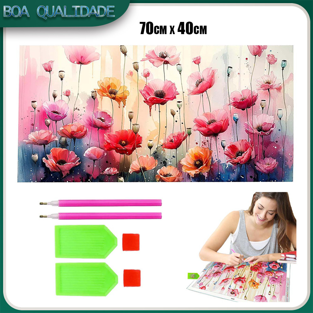 5D Quadrado Diamante Arte Pintura 70x40cm Tinta Rosa Flor Flor Decoração de Casa Presente