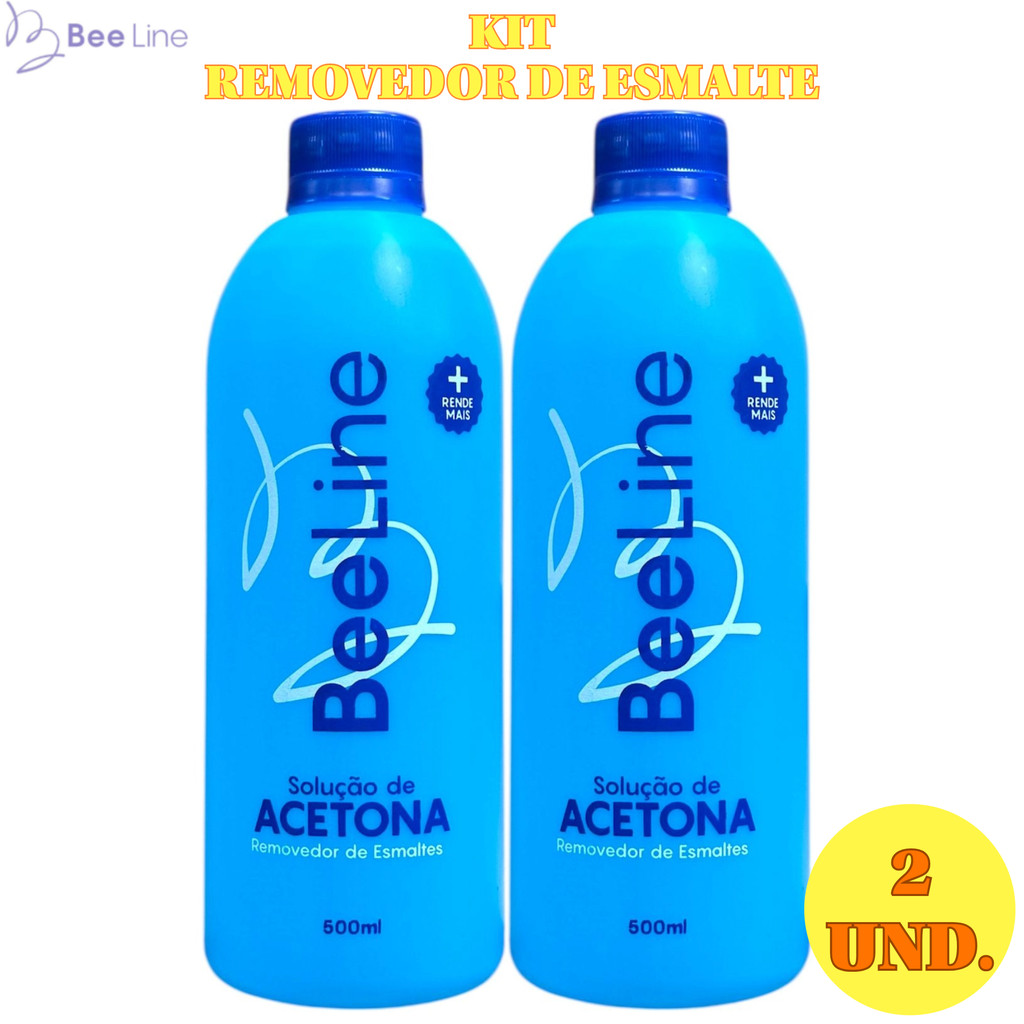 Kit 2 und Removedor de Esmalte a base de acetona Bee Line 500ml em Oferta na Shopee
