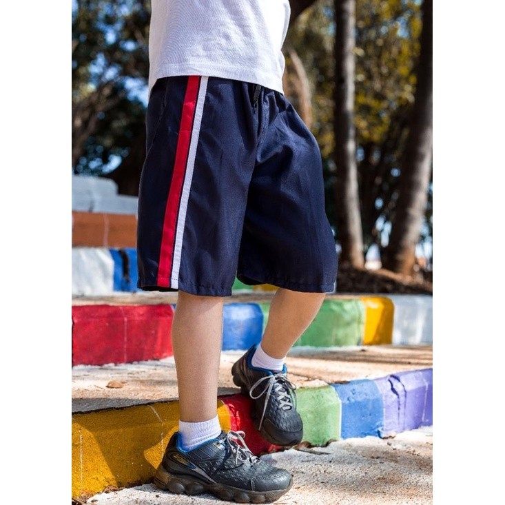 Kit 2 Bermudas Infantil Marinho FAixa Cinza Tactel Sporte Masculino Praia dia a dia  Shorts 214