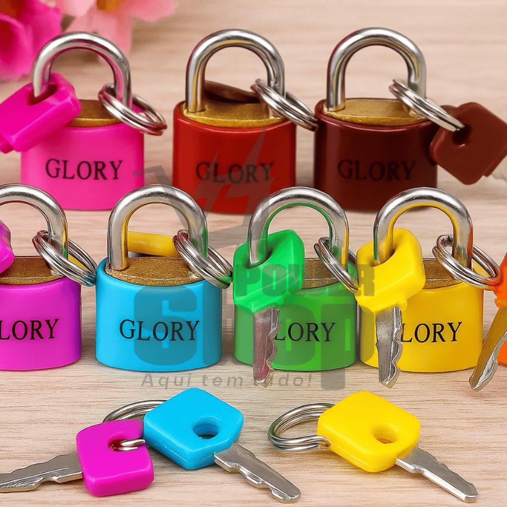 Imagem Cadeado Colorido Pequeno 20mm Para Armários, Malas de Viagem, Residências ou Armários em Geral