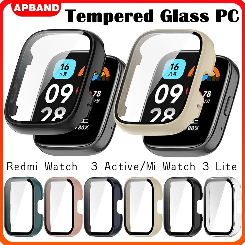 Capinha Capa Case De Com Vidro Filme Vidro Temperado Para Relógio Smartwatch Redmi Watch 3 Active / Redmi Watch 3 Lite