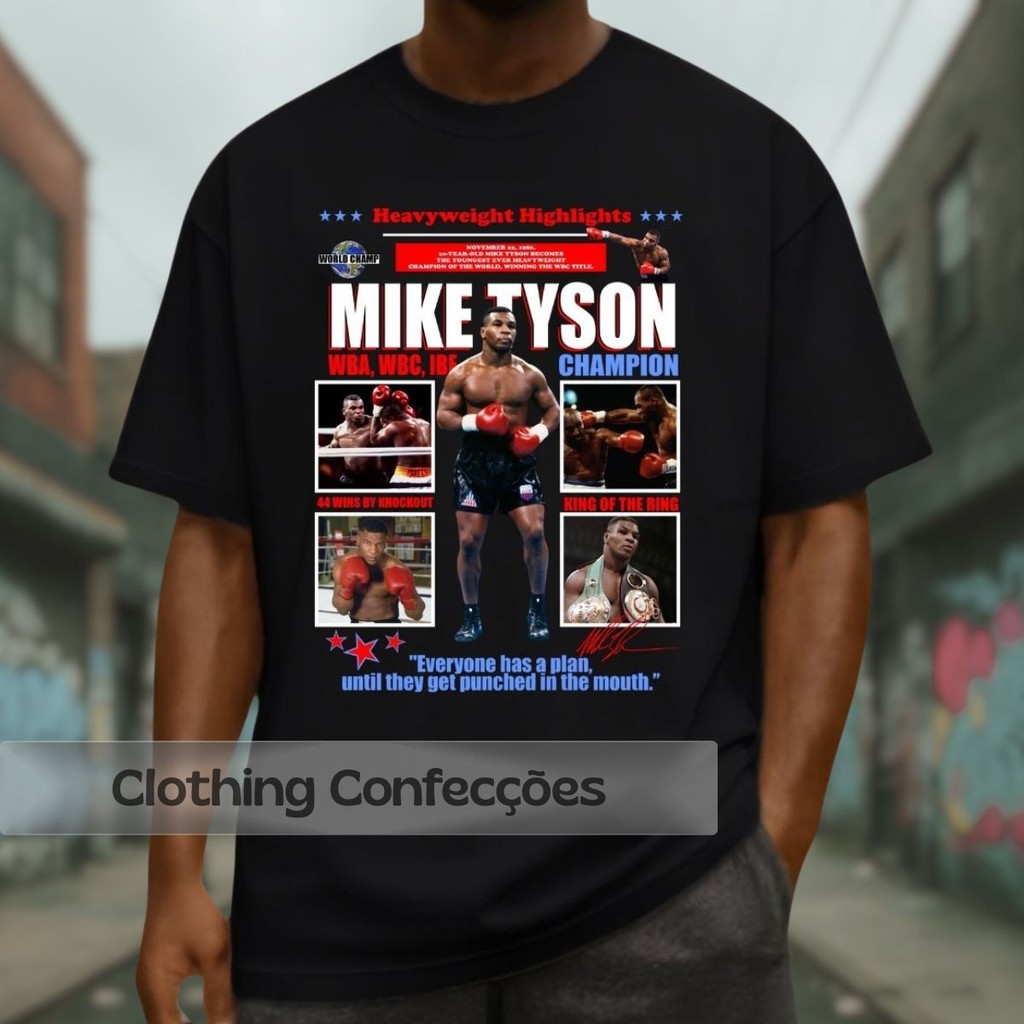 Camiseta Vintage Lutador Mike Boxer Tyson Champion Boxeador Campeão Luta
