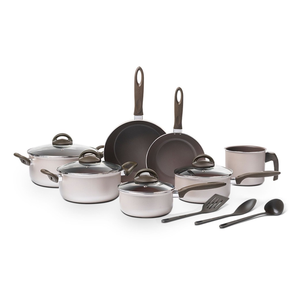 Jogo de Panelas Brinox 10 Peças Ceramic Life Nevada Champanhe