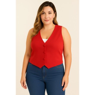 Coletinho Curto Plus Size Feminino Social Alfaiataria Botões Festa Natal em Oferta na Shopee