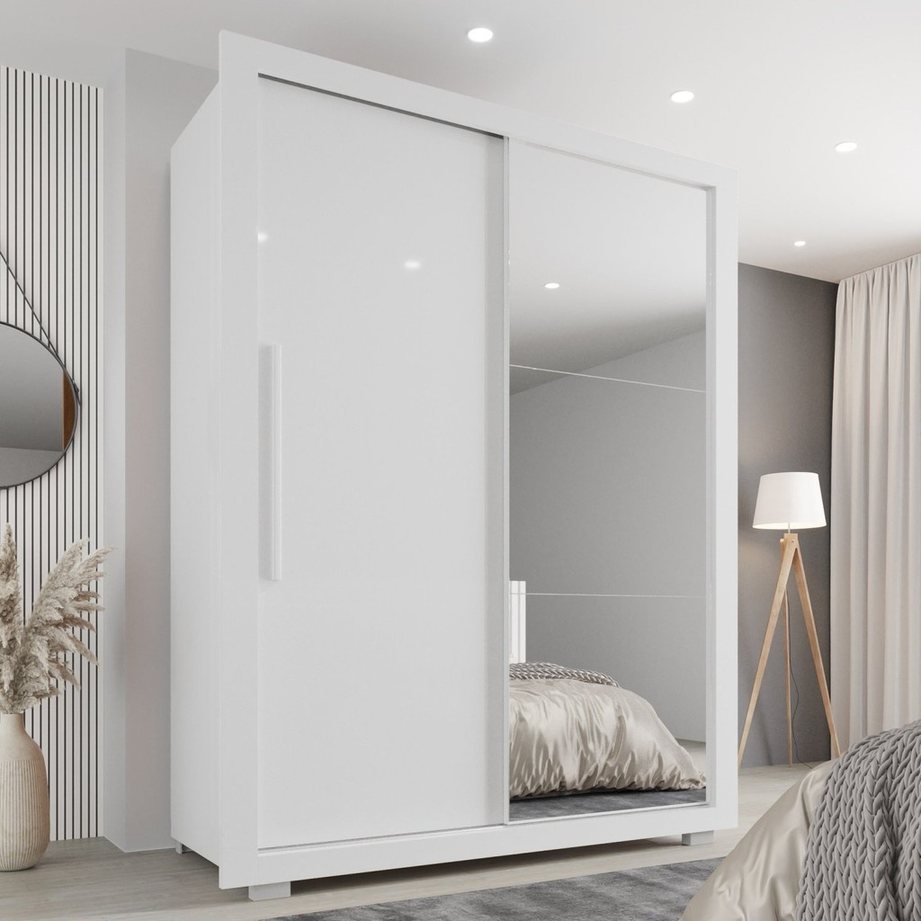 Guarda-roupa com Espelho Solteiro 2 Portas 2 Gavetas Costa Rica Branco em Oferta na Shopee