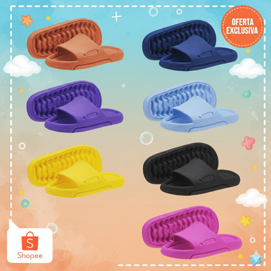 Chinelo Nuvem Slide Feminino Confortável  Anatômico Menino Menina  Antiderrapante Unissex