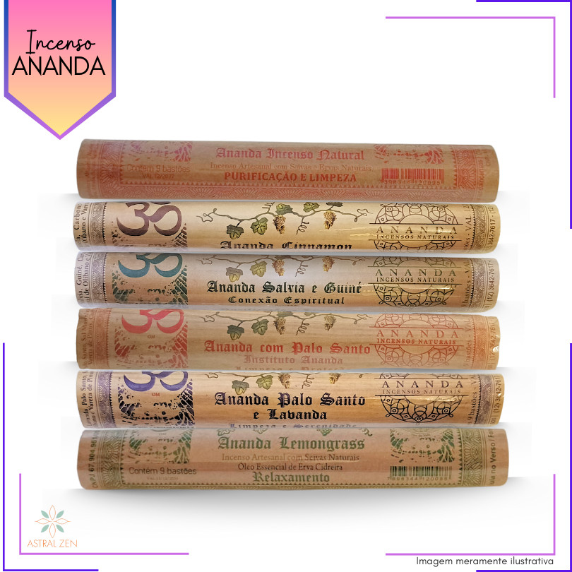 Kit 12 Rolinhos de Incensos Ananda Natural Purificação e Limpeza Energética