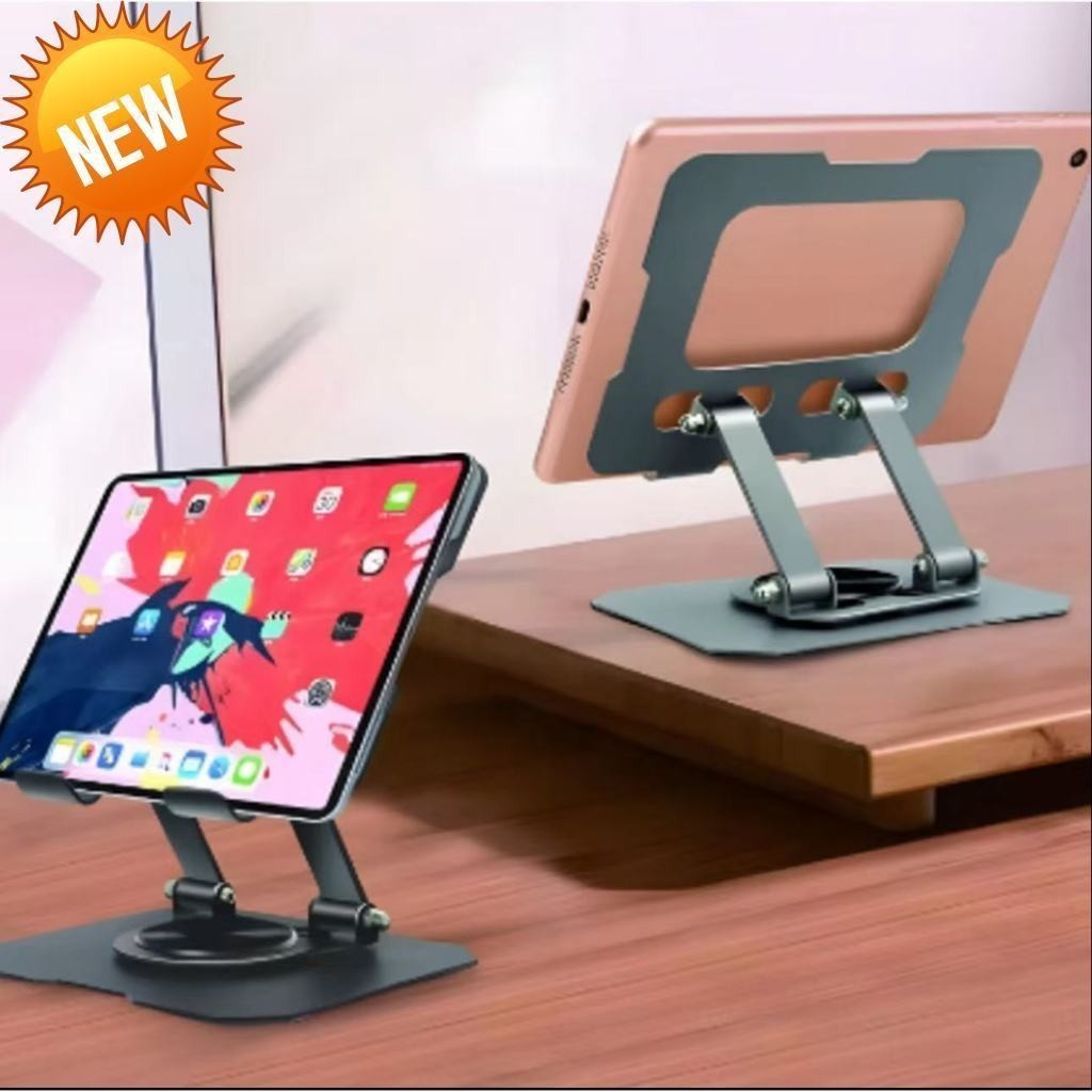 Alumínio Suporte iPad Totalmente de Mesa Base Rotatória Ajustável Dobrável 360º Para Tablets Mac