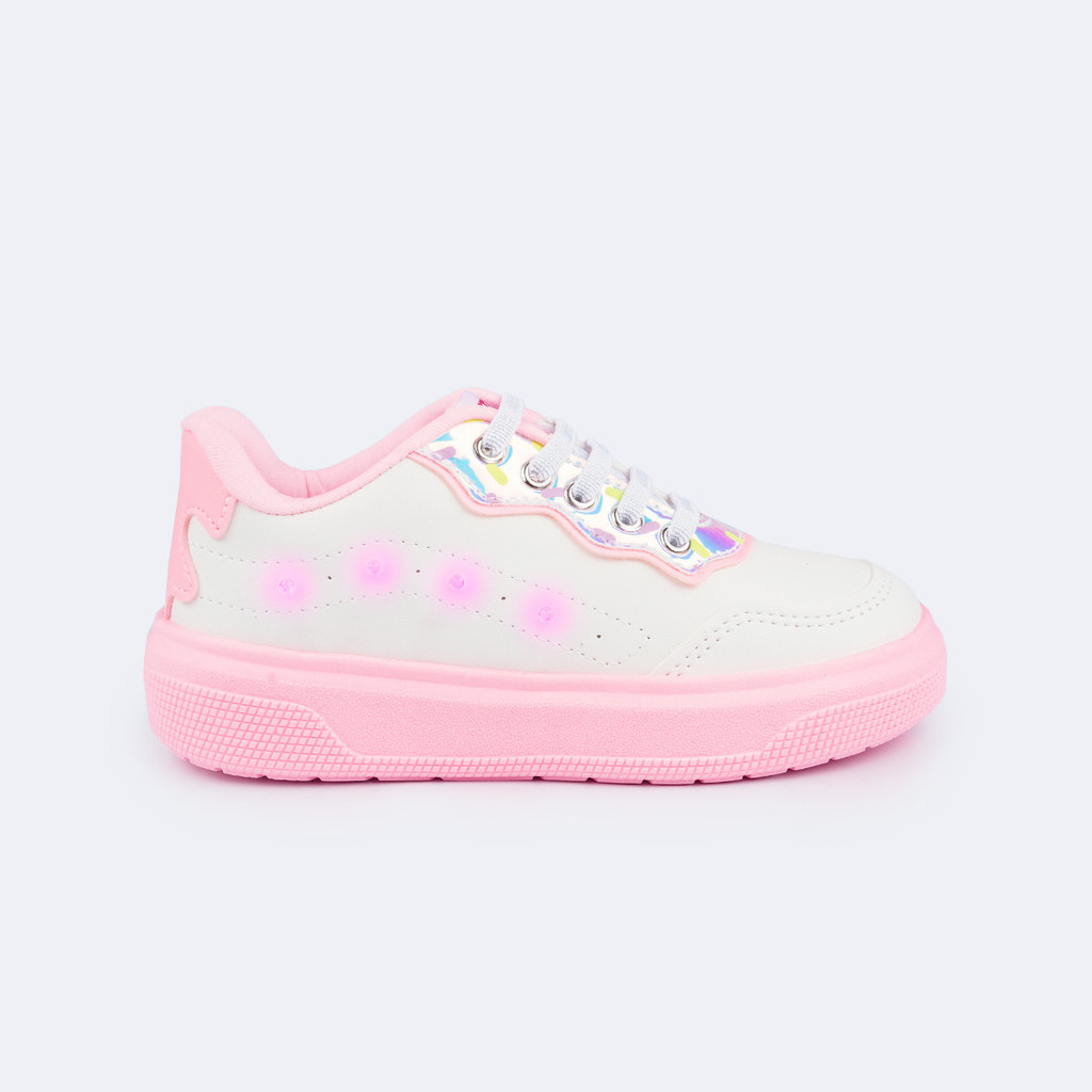 Tênis Infantil Led Docinho Rosa Branco  Pampili em Oferta na Shopee