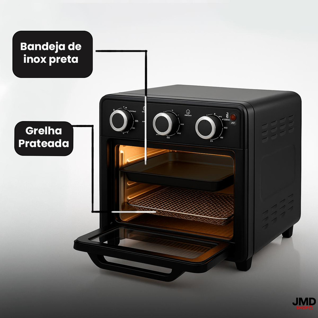 Forno Air Fryer 20L Elétrico com Painel Digital e Funções para Fritar, Assar e Aquecer Alimentos