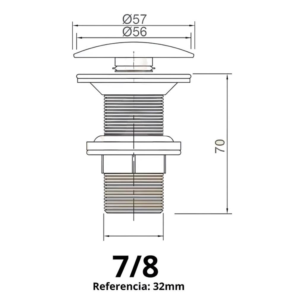 Válvula Click ABS Com Tampa Inox Para Cubas Porcelana e Vidro - Ralo click para cuba
